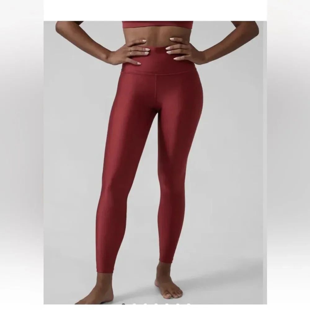 NWT New ATHLETA Elation Shine Tight Legging Metallic Decadent Red XS